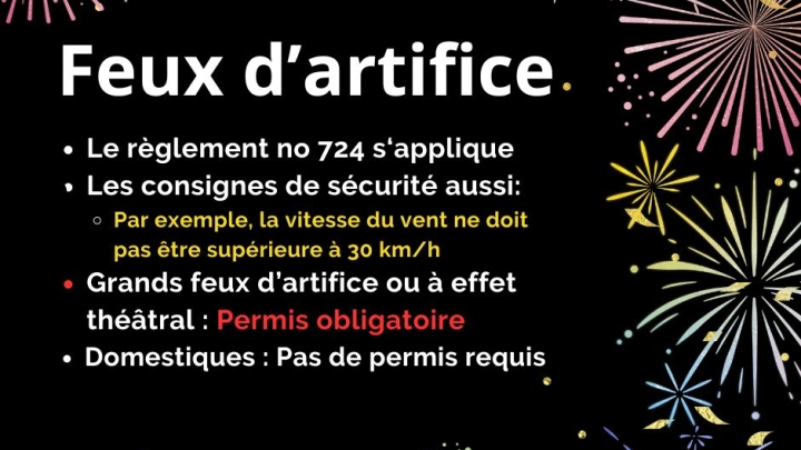 Feux d'artifice : changement à la règlementation