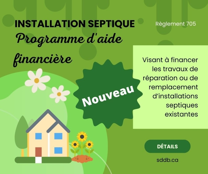 Installation septique: Programme d'aide financière
